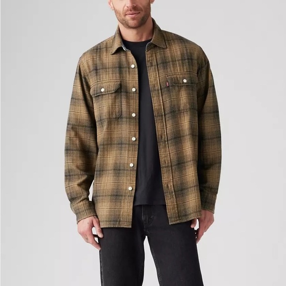 Levi's Classic Worker Overshirt - Size S - Ametrine Plaid Ermine Brown - NWT - Picture 1 of 10